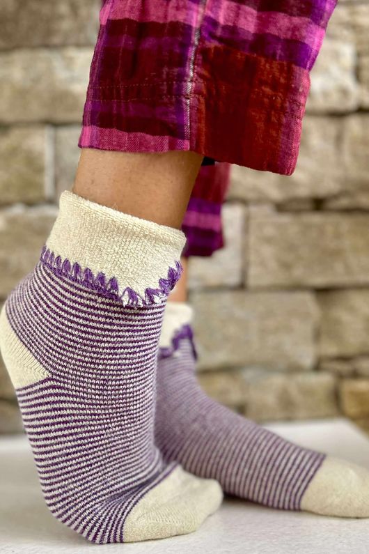 Laundry B Terry & Wool Luxury Socks Pinstripe Amethyst =
